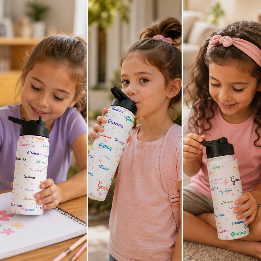 Personalized Kids Tumbler 15oz | Custom Name Insulated Water Bottle with Straw