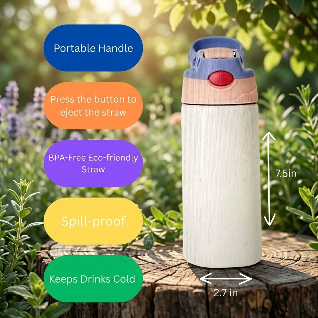 Educational Kids Water Bottle: Alphabet, Shapes, Numbers, Days Learning Tumbler