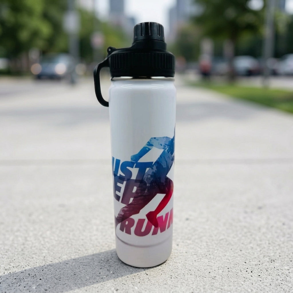 Running Water Bottle | Motivational Athletic Shoe Design, Marathon Training Hydration