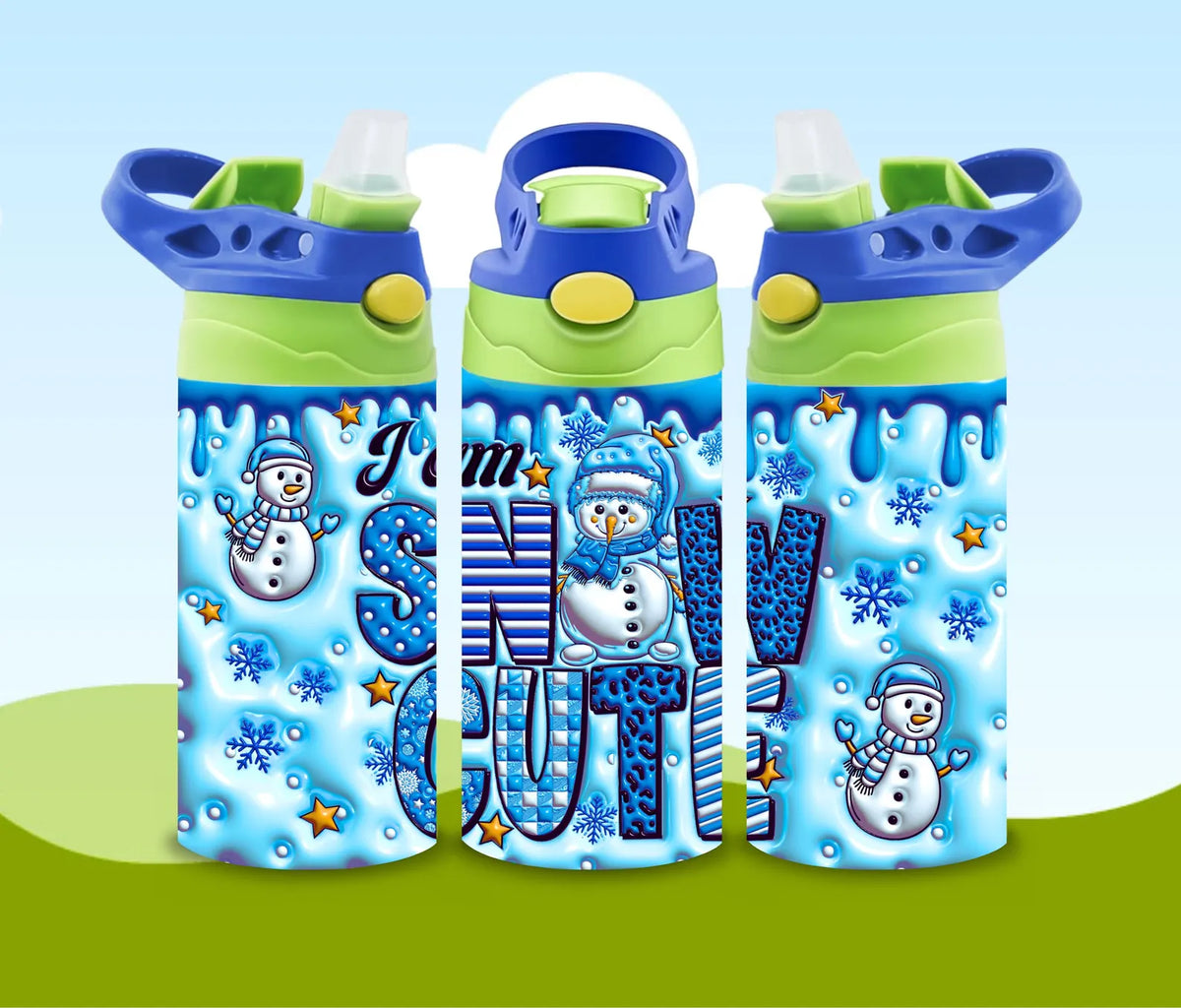 Kids Christmas Tumbler: Stainless Steel Flip Top Water Bottle Reusable Cup