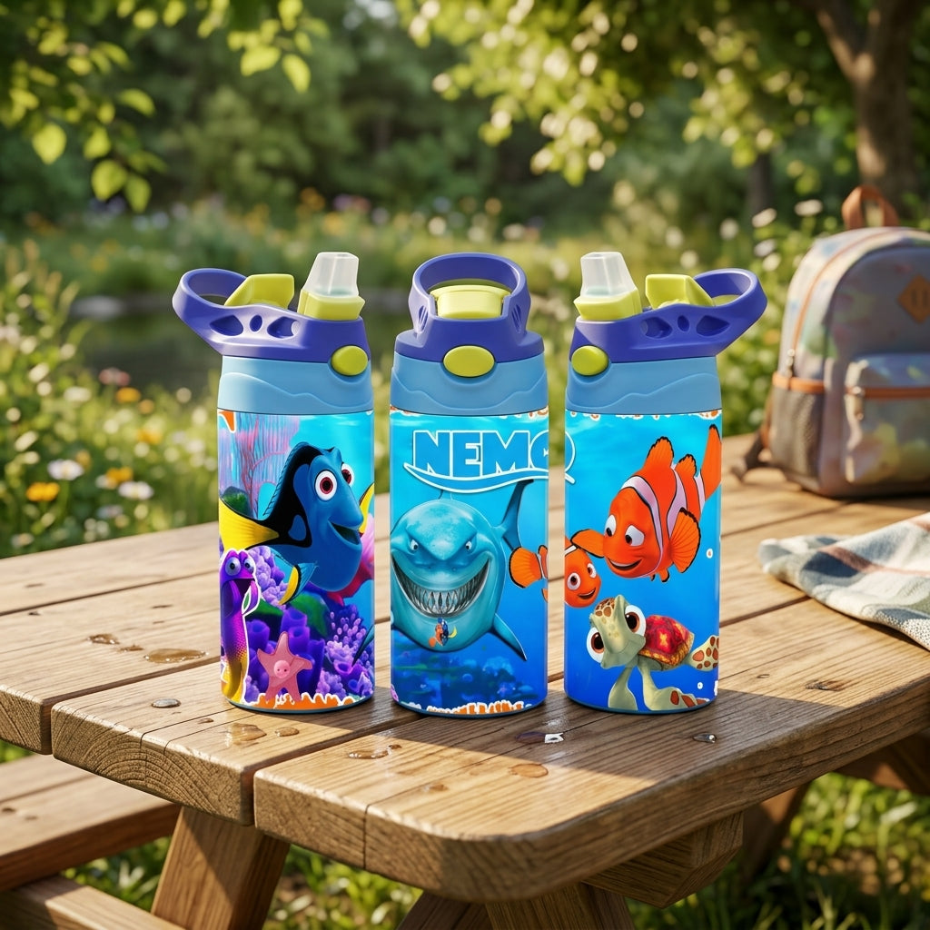 Kids Ocean Tumbler with Straw: Nemo Fish Toddler Water Bottle Spill Proof Cup