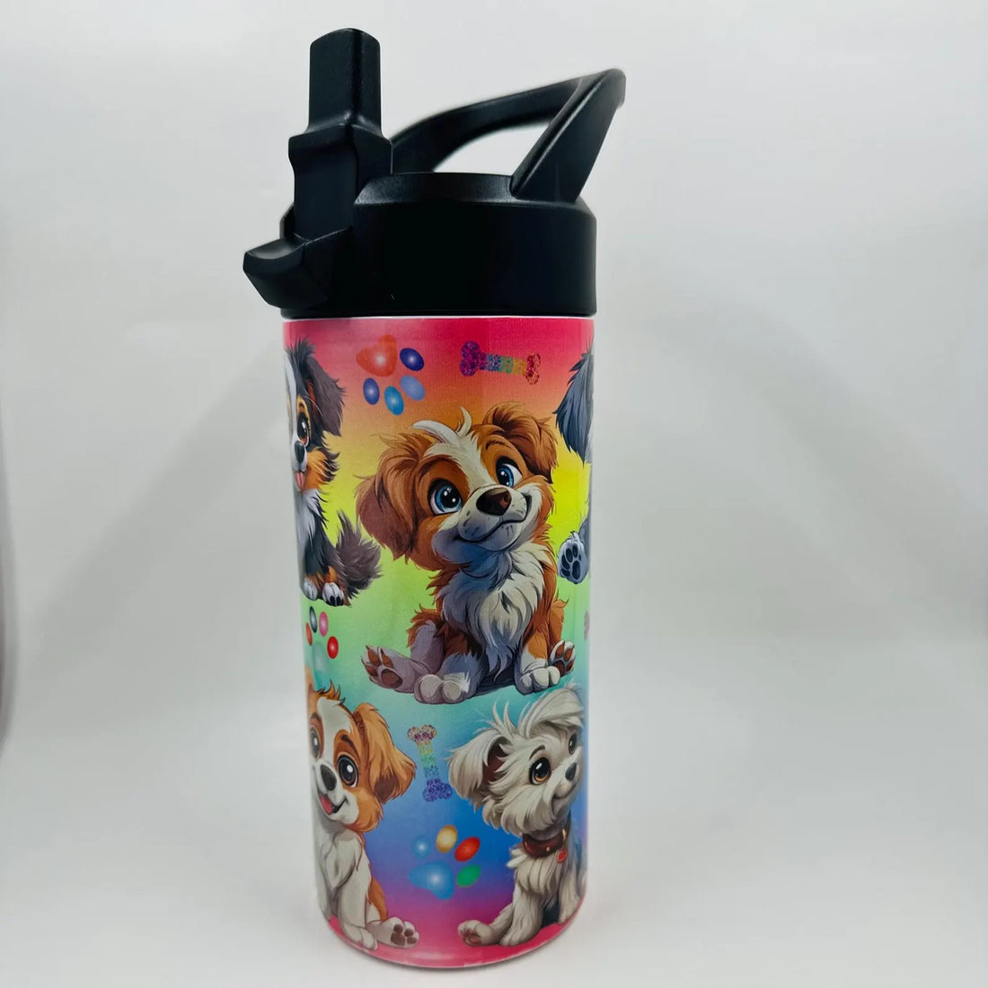Kids Puppy Water Bottle: 15oz Flip-Top Tumbler for Boys Girls