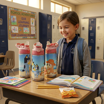Kids Blue Heeler Cartoon Dog Tumbler with Straw: Spill Proof Water Bottle