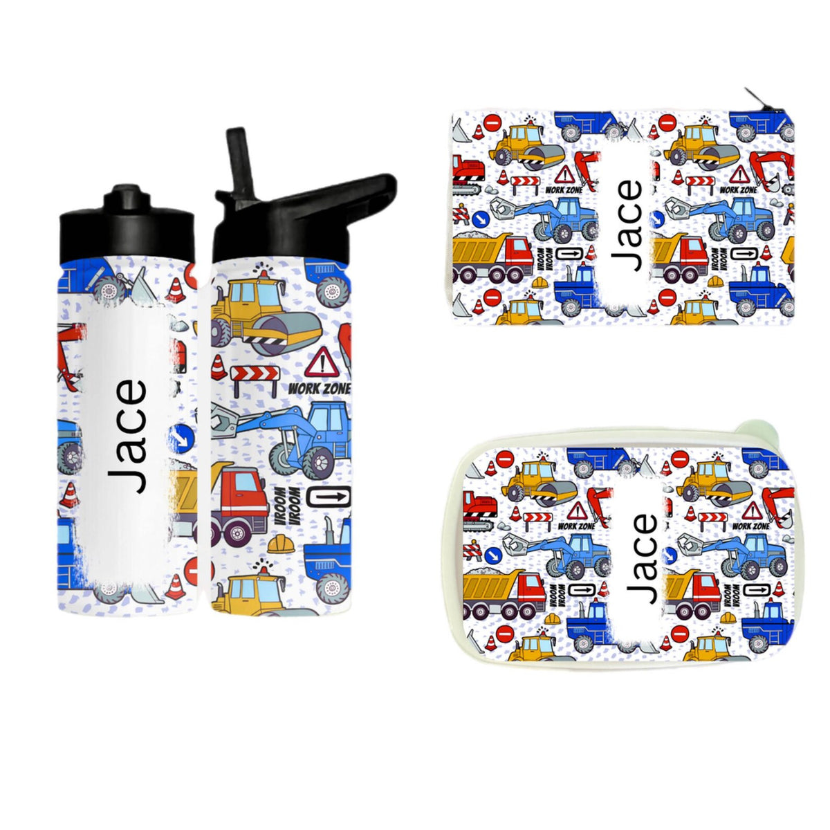 Personalized Construction Tumbler, Lunch Box, Pencil Pouch | Dump Truck School Se
