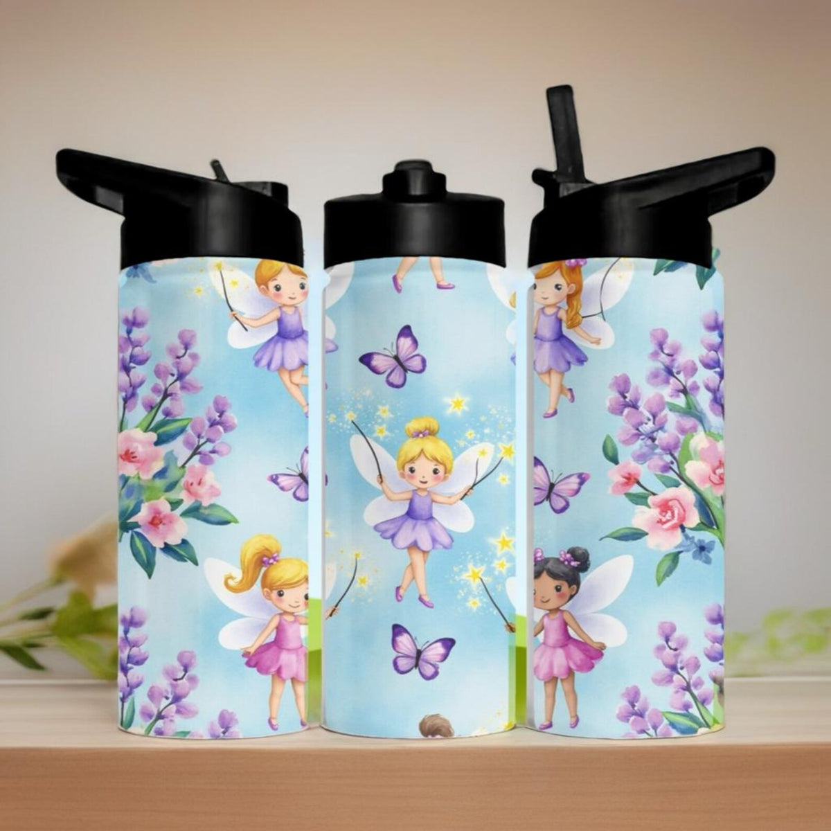 Personalized Fairy Kids Tumbler | Whimsical Butterfly Water Bottle, Insulated Straw Cup