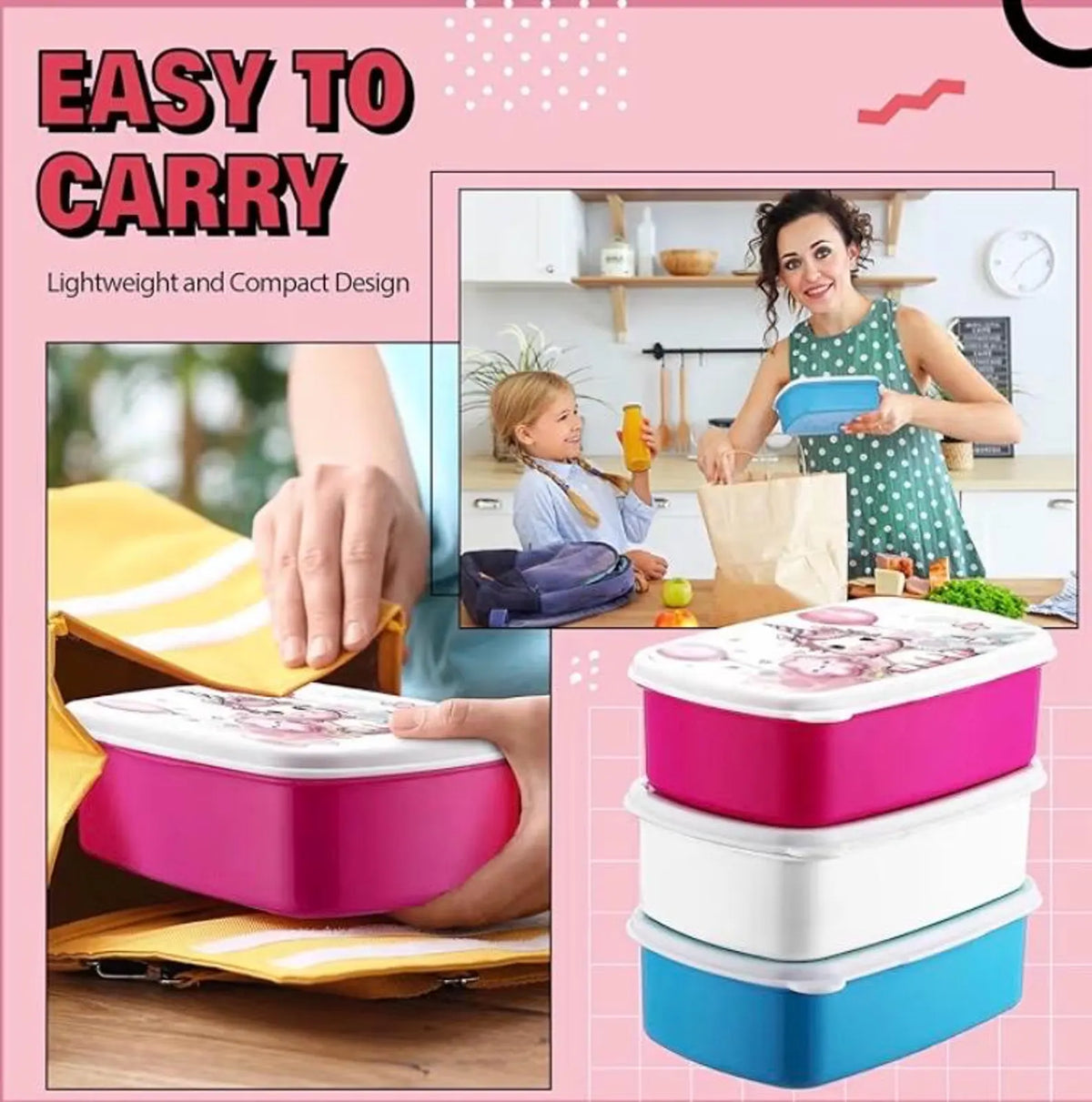 Personalized Kids Bento Lunch Box – Reusable 2 Compartment Snack Container