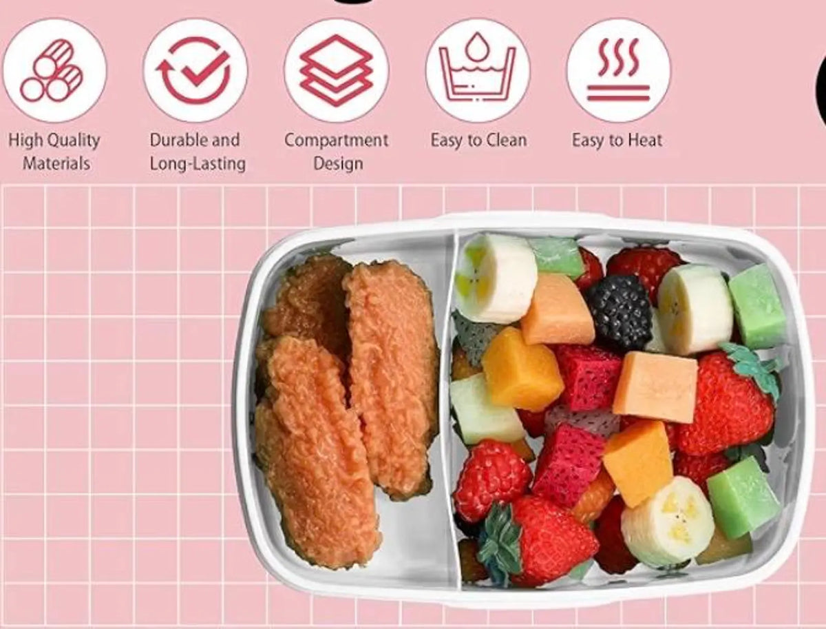 Personalized Kids Bento Lunch Box – Reusable 2 Compartment Snack Container