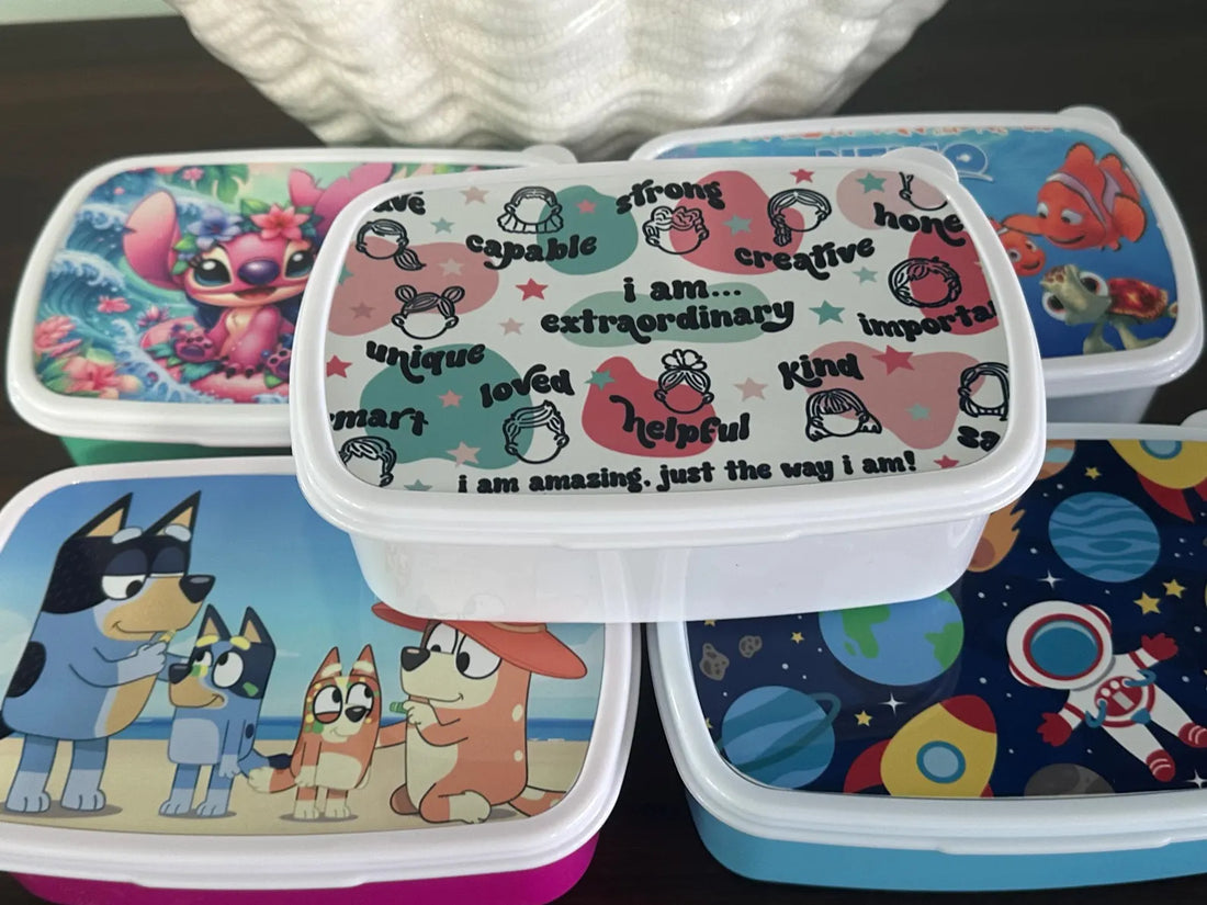 Personalized Kids Bento Lunch Box – Reusable 2 Compartment Snack Container
