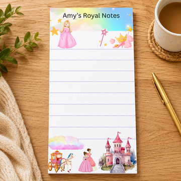 Personalized Princess Notepad, Custom Name Writing Pad, Castle Stationery