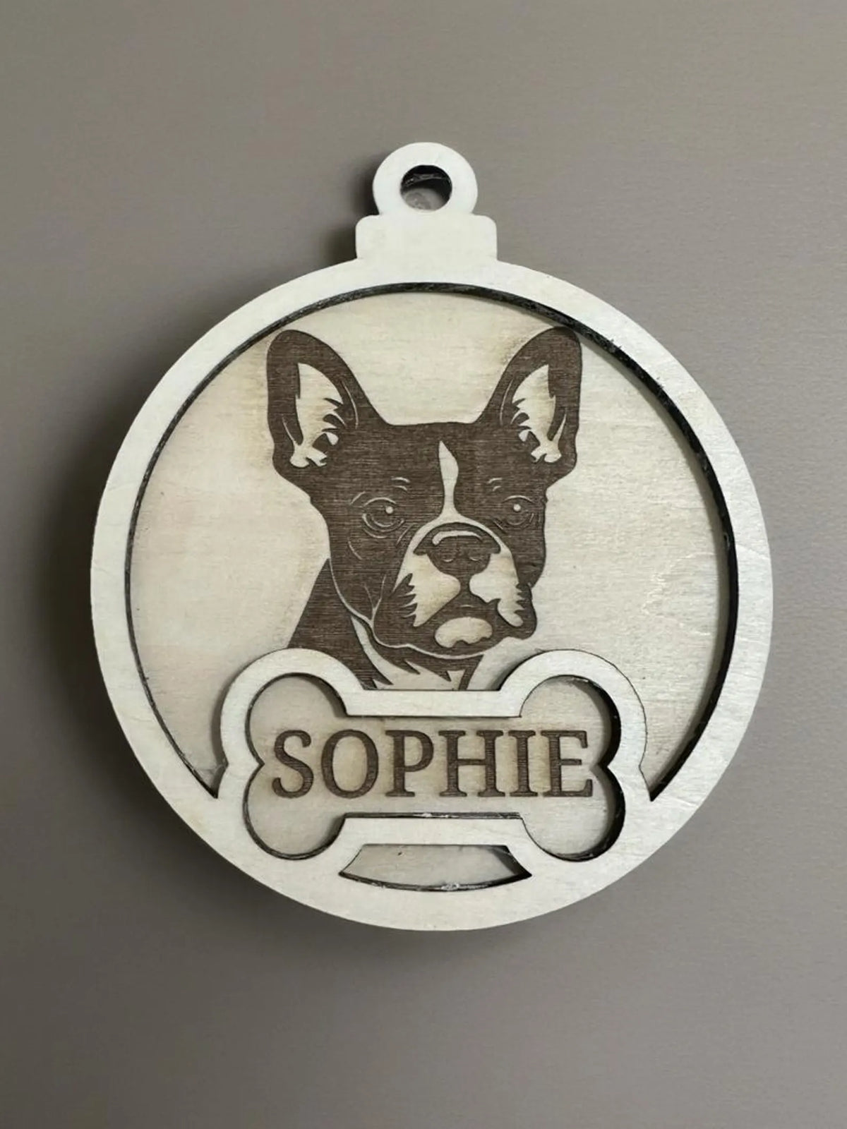Personalized Wooden Dog Ornament: Custom Pet Memorial Christmas Keepsake