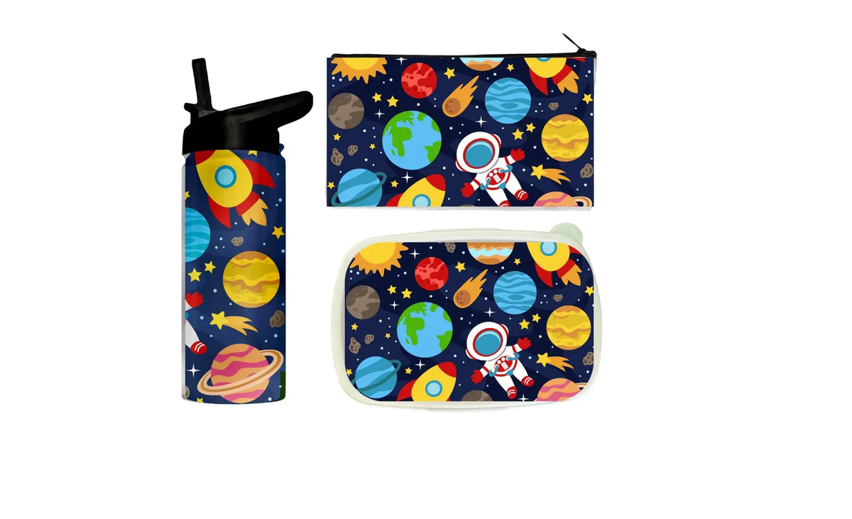 Personalized Space Kids Bundle | Astronaut Tumbler, Lunch Box, Pencil Pouch
