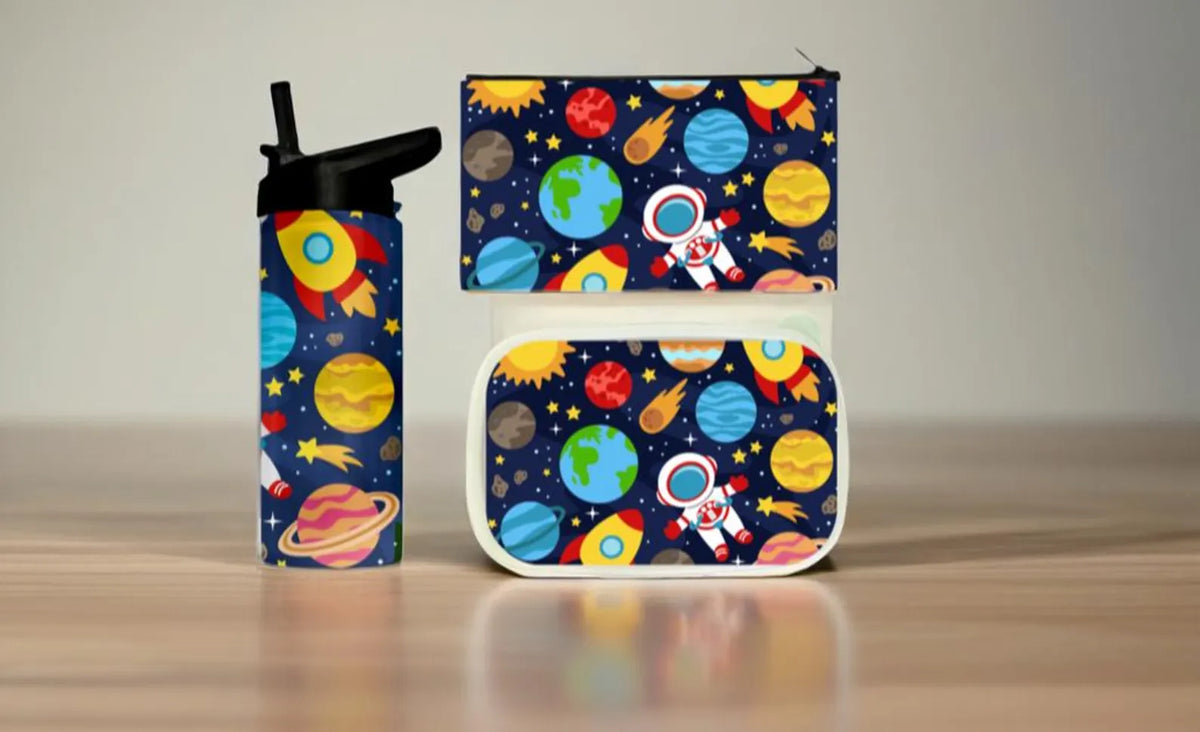 Personalized Space Kids Bundle | Astronaut Tumbler, Lunch Box, Pencil Pouch