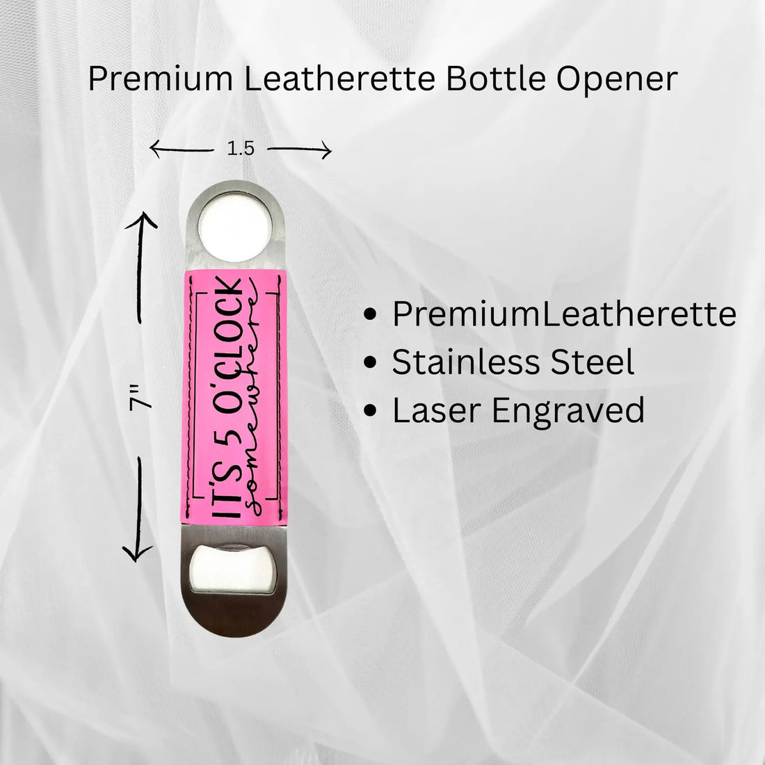 It's 5 O'Clock Somewhere Bottle Opener | Stainless Steel Bar Tool, Funny Gift