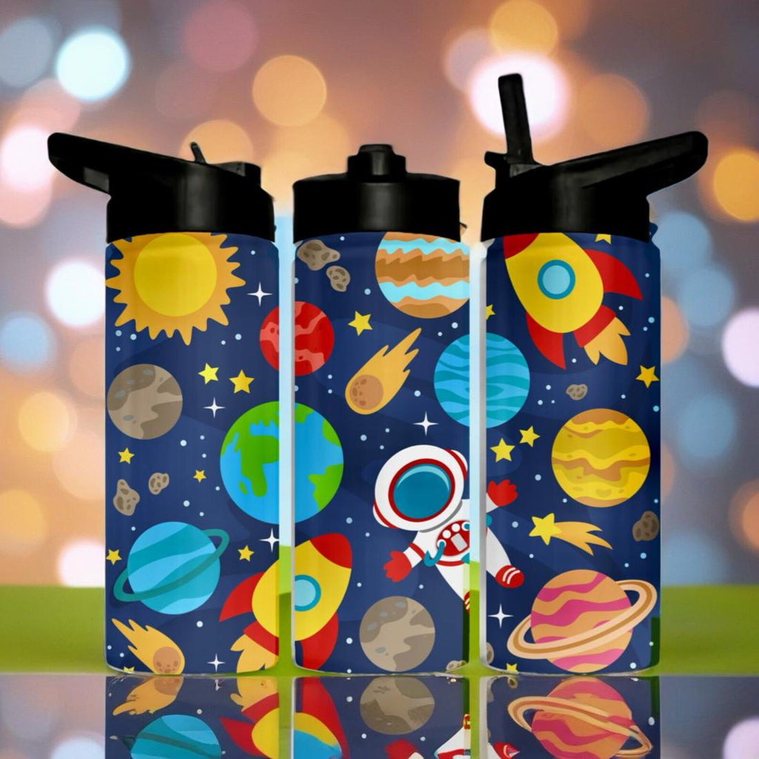 Kids Space Tumbler | Astronaut Rocket Planet Water Bottle (15oz)