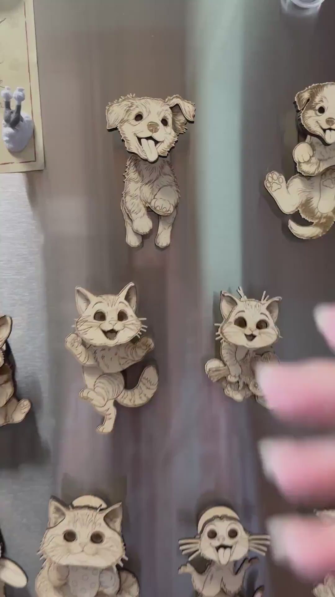 Interactive Wooden Animal Magnets | Handmade Wobble Cat Dog Farm Animals